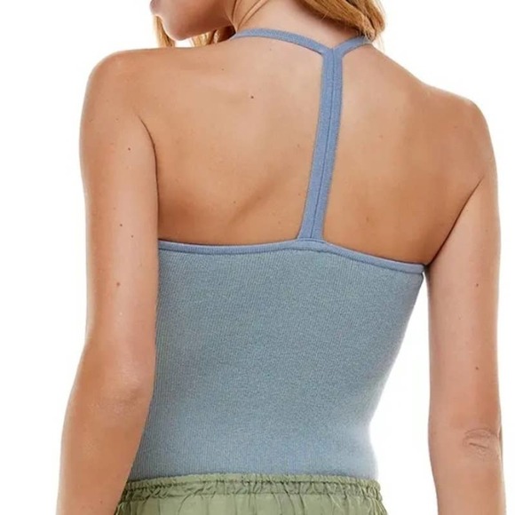 Wayf 98 Alicia T-Strap Sweater Knit Bodysuit M Blue - Picture 3 of 13